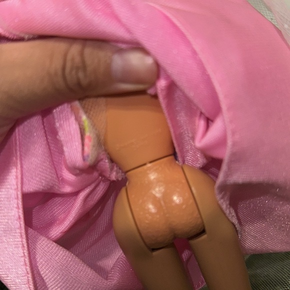 OLD VINTAGE 1966 ORIGINAL BARBIE DOLL TOY PINK DRESS WITH BUTTERFLIES - Picture 4 of 5